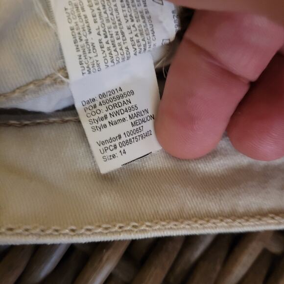 Nine West Sz 14 Marilyn Medallion Jeans Bling Pockets Beige Straight Leg Retro - Picture 10 of 10